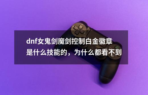 dnf女鬼剑魔剑控制白金徽章是什么技能的,为什么都看不到-第1张-游戏信息-龙启网