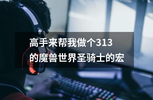 高手来帮我做个3.13的魔兽世界圣骑士的宏-第1张-游戏信息-龙启网