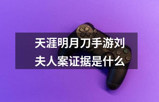 天涯明月刀手游刘夫人案证据是什么-第1张-游戏信息-龙启网