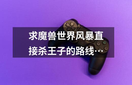 求魔兽世界风暴直接杀王子的路线…-第1张-游戏信息-龙启网