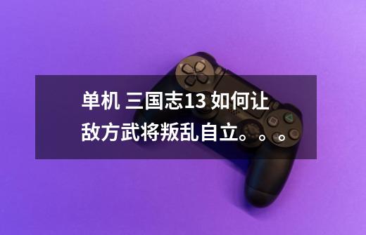 单机 三国志13 如何让敌方武将叛乱自立。。。-第1张-游戏信息-龙启网