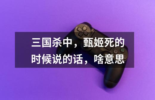 三国杀中，甄姬死的时候说的话，啥意思-第1张-游戏信息-龙启网