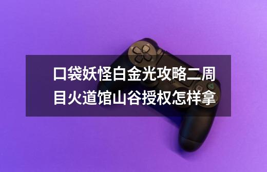 口袋妖怪白金光攻略二周目火道馆山谷授权怎样拿-第1张-游戏信息-龙启网
