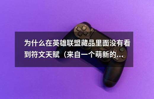 为什么在英雄联盟藏品里面没有看到符文天赋（来自一个萌新的问题）-第1张-游戏信息-龙启网