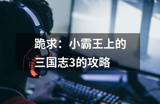 跪求:小霸王上的三国志3的攻略-第1张-游戏信息-龙启网