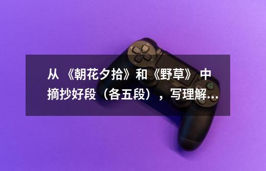 从 《朝花夕拾》和《野草》 中摘抄好段(各五段),写理解和感受。-第1张-游戏信息-龙启网