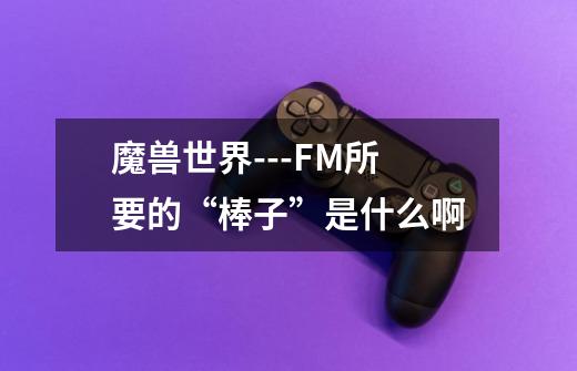 魔兽世界---FM所要的“棒子”是什么啊-第1张-游戏信息-龙启网