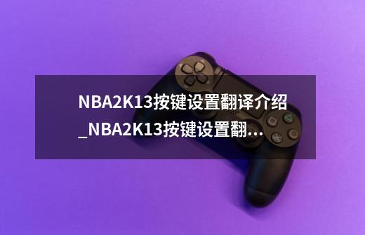 NBA2K13按键设置翻译介绍_NBA2K13按键设置翻译是什么-第1张-游戏信息-龙启网