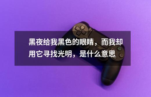 黑夜给我黑色的眼睛,而我却用它寻找光明,是什么意思-第1张-游戏信息-龙启网