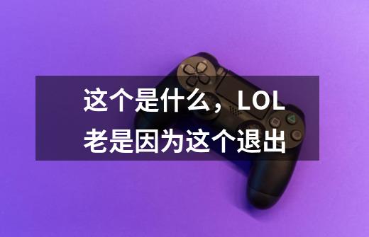 这个是什么，LOL老是因为这个退出-第1张-游戏信息-龙启网