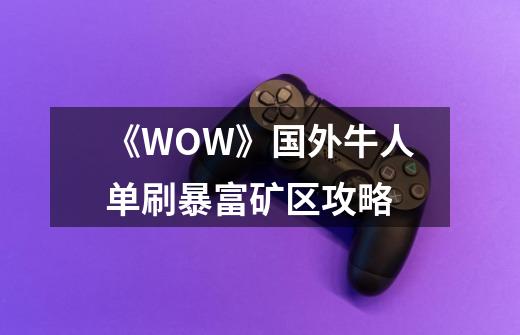 《WOW》国外牛人单刷暴富矿区攻略-第1张-游戏信息-龙启网