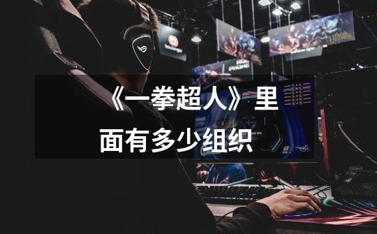 《一拳超人》里面有多少组织-第1张-游戏信息-龙启网