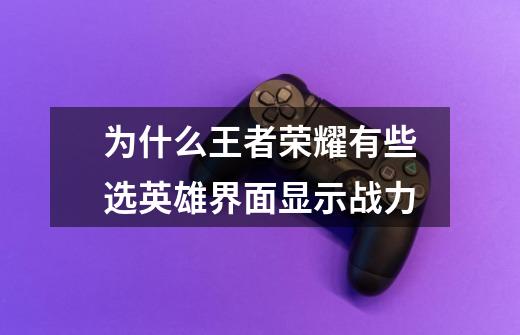 为什么王者荣耀有些选英雄界面显示战力-第1张-游戏信息-龙启网