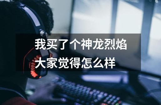 我买了个神龙烈焰大家觉得怎么样-第1张-游戏信息-龙启网