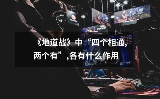 《地道战》中“四个相通,两个有”,各有什么作用-第1张-游戏信息-龙启网