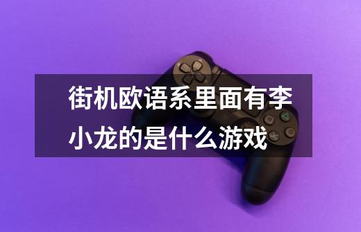 街机欧语系里面有李小龙的是什么游戏-第1张-游戏信息-龙启网