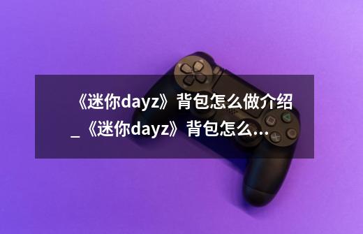 《迷你dayz》背包怎么做介绍_《迷你dayz》背包怎么做是什么-第1张-游戏信息-龙启网
