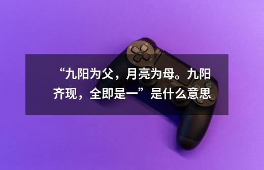 “九阳为父,月亮为母。九阳齐现,全即是一”是什么意思-第1张-游戏信息-龙启网
