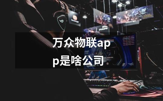 万众物联app是啥公司-第1张-游戏信息-龙启网
