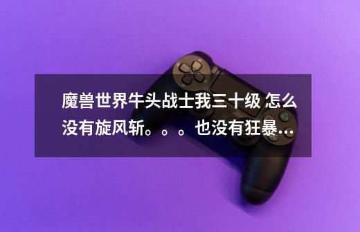 魔兽世界牛头战士我三十级 怎么没有旋风斩。。。也没有狂暴姿态 怎么学-第1张-游戏信息-龙启网
