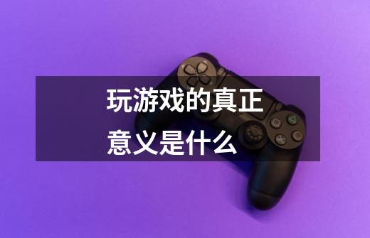 玩游戏的真正意义是什么-第1张-游戏信息-龙启网