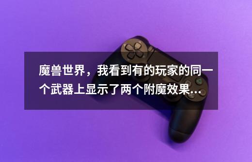 魔兽世界，我看到有的玩家的同一个武器上显示了两个附魔效果，一个是能量洪流一个是雷神之印，感觉屌屌-第1张-游戏信息-龙启网
