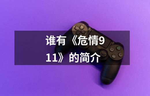 谁有《危情911》的简介-第1张-游戏信息-龙启网
