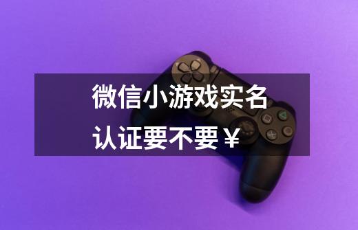 微信小游戏实名认证要不要￥-第1张-游戏信息-龙启网