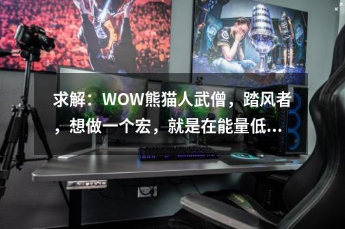 求解:WOW熊猫人武僧,踏风者,想做一个宏,就是在能量低于10%是使用“豪能酒”这个技能,求大侠解答-第1张-游戏信息-龙启网