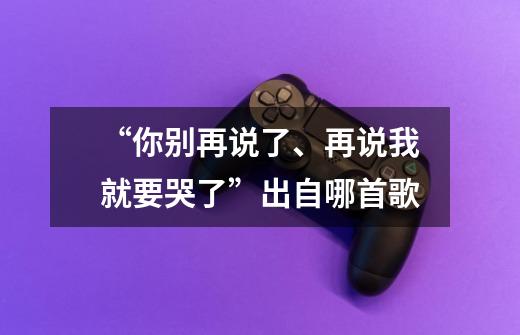 “你别再说了、再说我就要哭了”出自哪首歌-第1张-游戏信息-龙启网