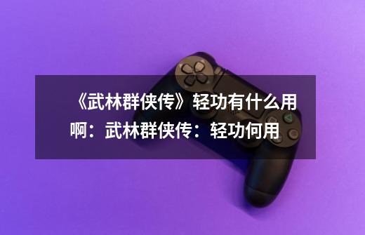 《武林群侠传》轻功有什么用啊:武林群侠传:轻功何用-第1张-游戏信息-龙启网