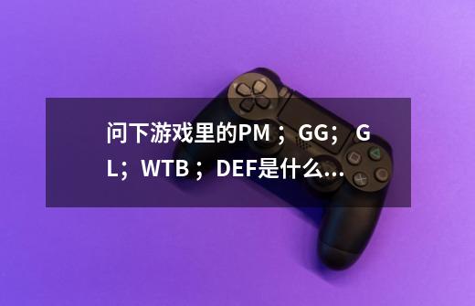问下游戏里的PM ;GG; GL;WTB ;DEF是什么意思-第1张-游戏信息-龙启网