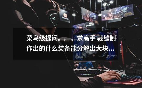 菜鸟级提问。。。求高手 裁缝制作出的什么装备能分解出大块强光碎片-第1张-游戏信息-龙启网
