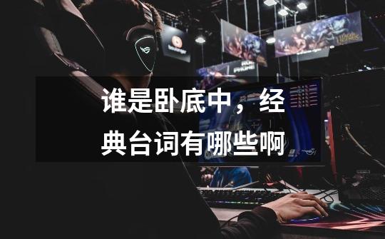 谁是卧底中,经典台词有哪些啊-第1张-游戏信息-龙启网