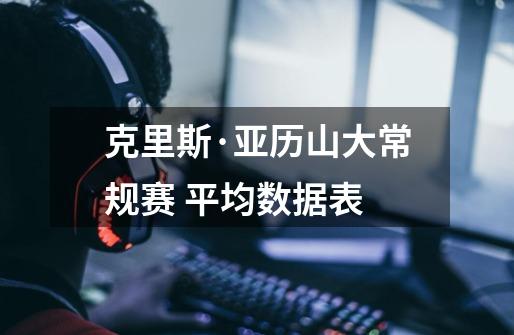 克里斯·亚历山大常规赛 平均数据表-第1张-游戏信息-龙启网