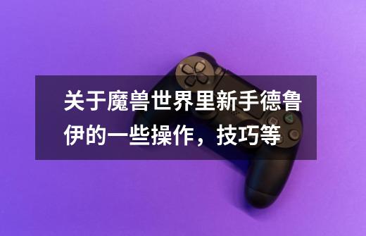 关于魔兽世界里新手德鲁伊的一些操作,技巧等-第1张-游戏信息-龙启网