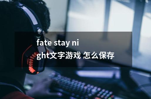fate stay night文字游戏 怎么保存-第1张-游戏信息-龙启网