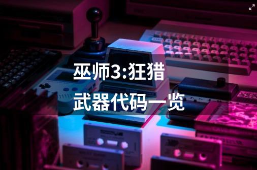 巫师3:狂猎武器代码一览-第1张-游戏信息-龙启网