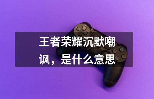 王者荣耀沉默嘲讽,是什么意思-第1张-游戏信息-龙启网