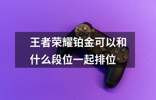 王者荣耀铂金可以和什么段位一起排位-第1张-游戏信息-龙启网