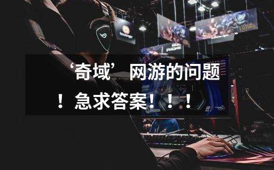 ‘奇域’网游的问题！急求答案！！！-第1张-游戏信息-龙启网