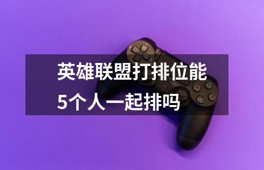英雄联盟打排位能5个人一起排吗-第1张-游戏信息-龙启网