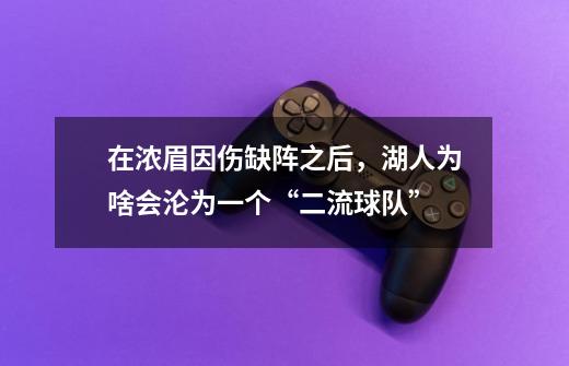 在浓眉因伤缺阵之后,湖人为啥会沦为一个“二流球队”-第1张-游戏信息-龙启网