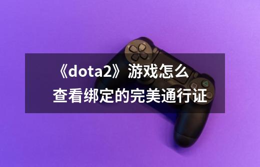 《dota2》游戏怎么查看绑定的完美通行证-第1张-游戏信息-龙启网