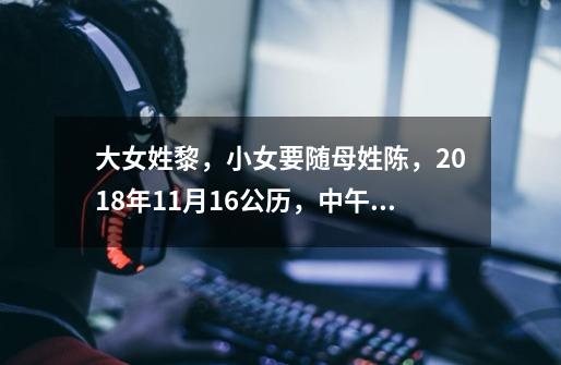 大女姓黎,小女要随母姓陈,2018年11月16公历,中午12点多,女孩, 懂命理的大神帮取个名字。-第1张-游戏信息-龙启网