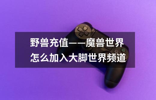 野兽充值——魔兽世界怎么加入大脚世界频道-第1张-游戏信息-龙启网
