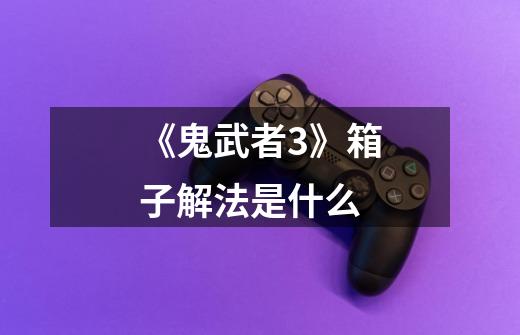 《鬼武者3》箱子解法是什么-第1张-游戏信息-龙启网
