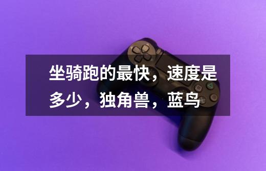 坐骑跑的最快，速度是多少，独角兽，蓝鸟-第1张-游戏信息-龙启网