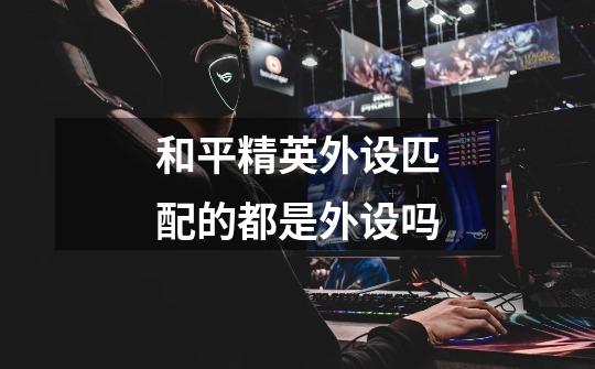 和平精英外设匹配的都是外设吗-第1张-游戏信息-龙启网