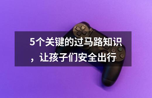 5个关键的过马路知识,让孩子们安全出行-第1张-游戏信息-龙启网
